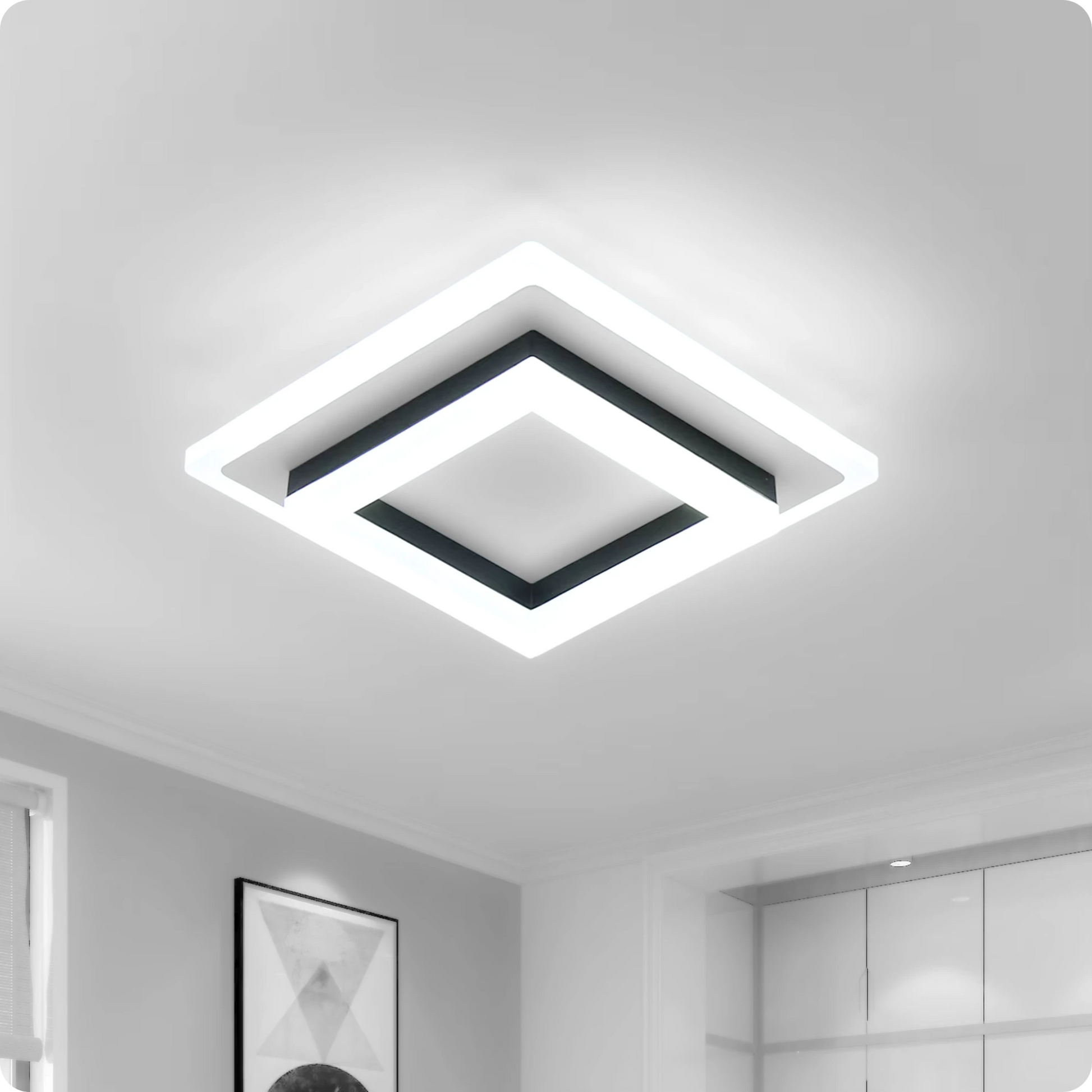 Plafonnier Moderne Carré LED en Acrylique Blanc Froid - PlafonnierDeco