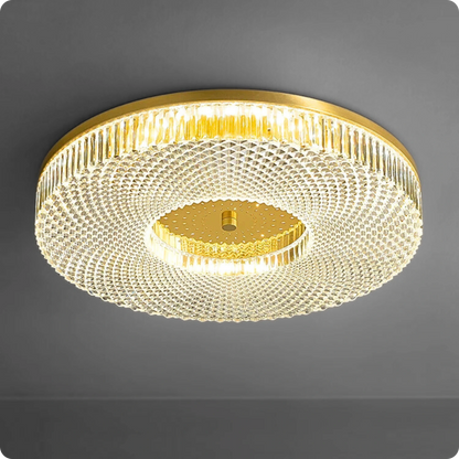Plafonnier moderne en cuivre rond avec éclairage LED poli pour chambre - PlafonnierDeco
