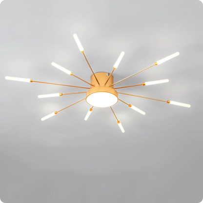 Plafonnier LED Or Spirale Artificielle Acrylique Dimmable avec 12 Lumières Neutres - PlafonnierDeco