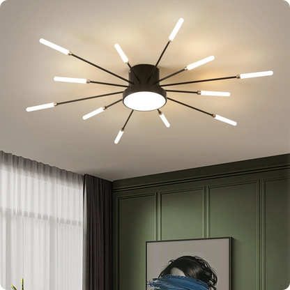 Plafonnier LED Noir Spirale Artificielle Acrylique Dimmable avec 12 Lumières Neutres - PlafonnierDeco