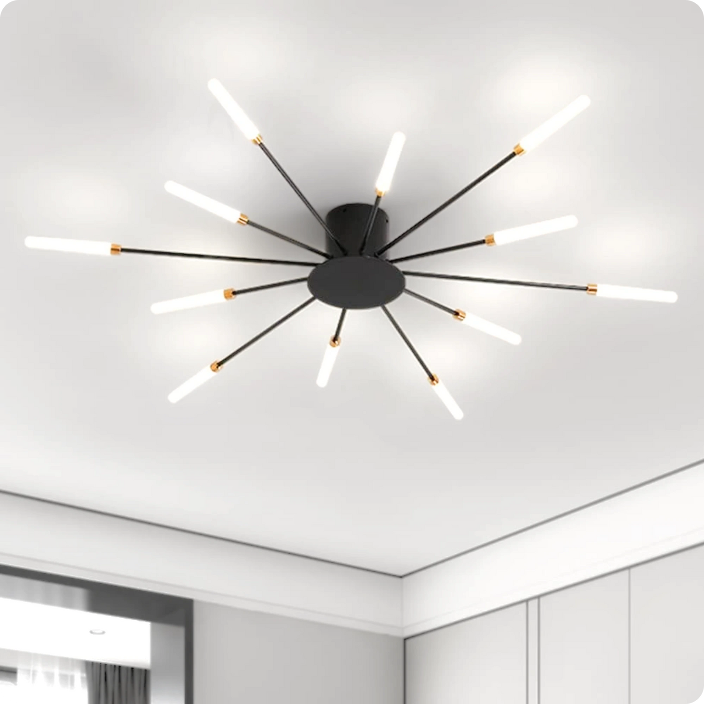 Plafonnier LED Noir Spirale Artificielle Acrylique Dimmable avec 12 Lumières Neutres - PlafonnierDeco