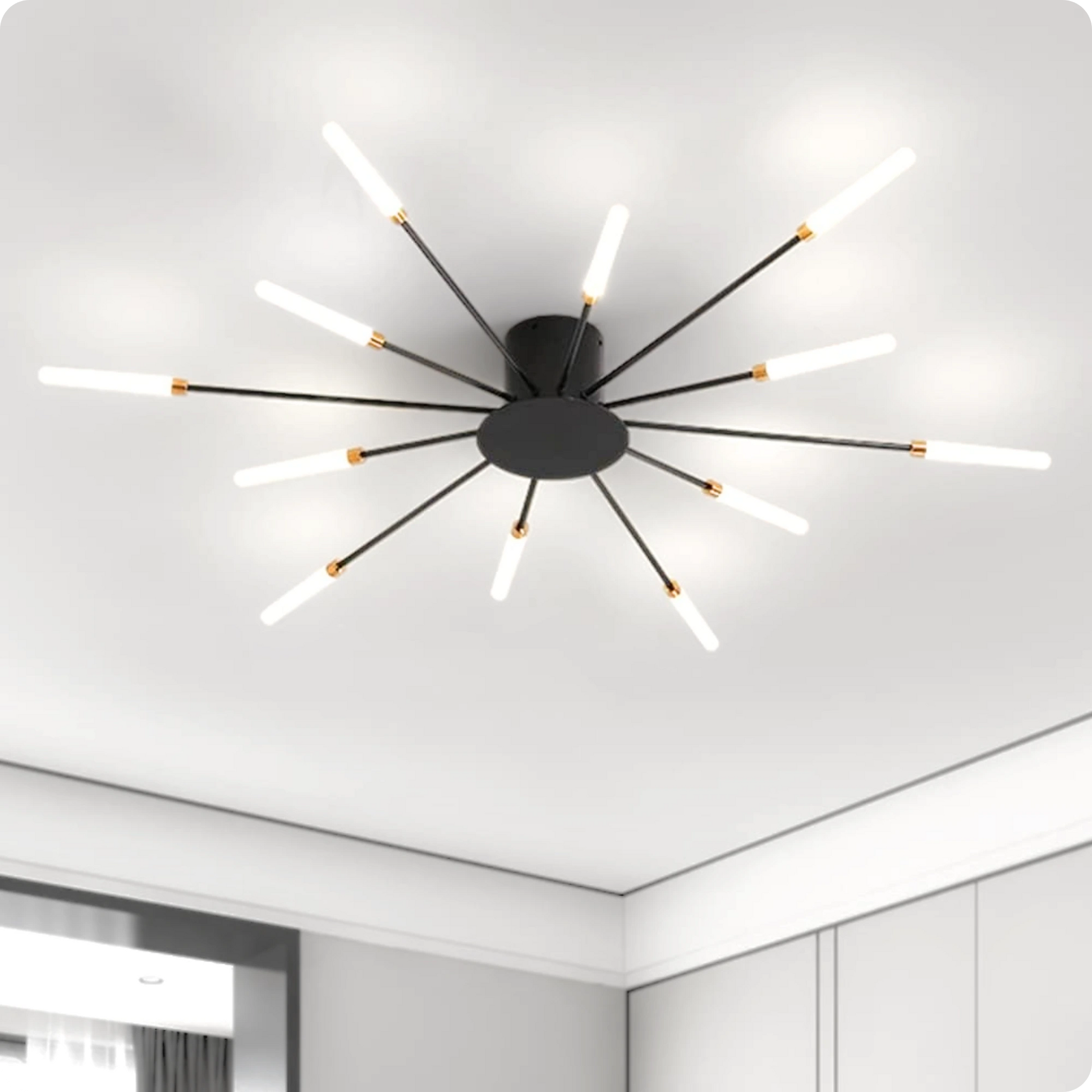 Plafonnier LED Noir Spirale Artificielle Acrylique Dimmable avec 12 Lumières Neutres - PlafonnierDeco