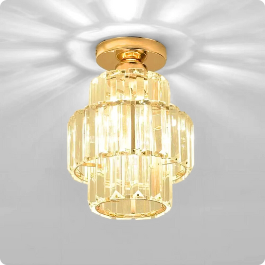 Plafonnier en verre et cristal poli avec éclat décoratif - PlafonnierDeco