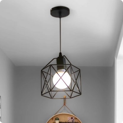 Plafonnier Style Suspension E27 Cage Minimaliste - PlafonnierDeco