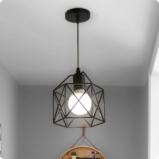 Plafonnier Style Suspension E27 Cage Minimaliste - PlafonnierDeco