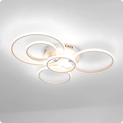 Plafonnier Design LED Anneaux Superposés Blanc avec Télécommande APP - PlafonnierDeco