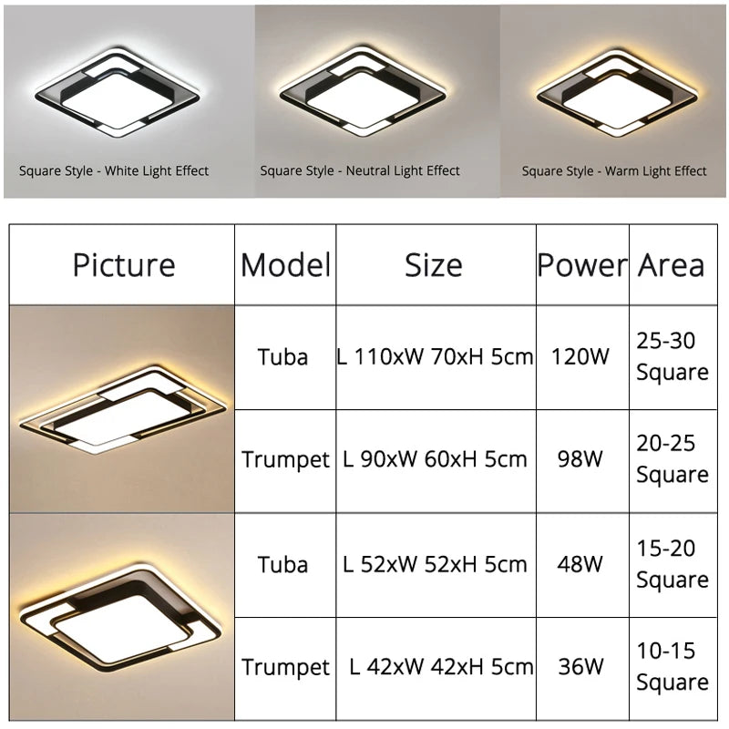 Plafonnier LED Moderne Métal Dimmable + Télécommande