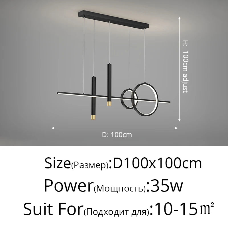 Suspension LED Design Contemporain Métal Dimmable Grand Espace