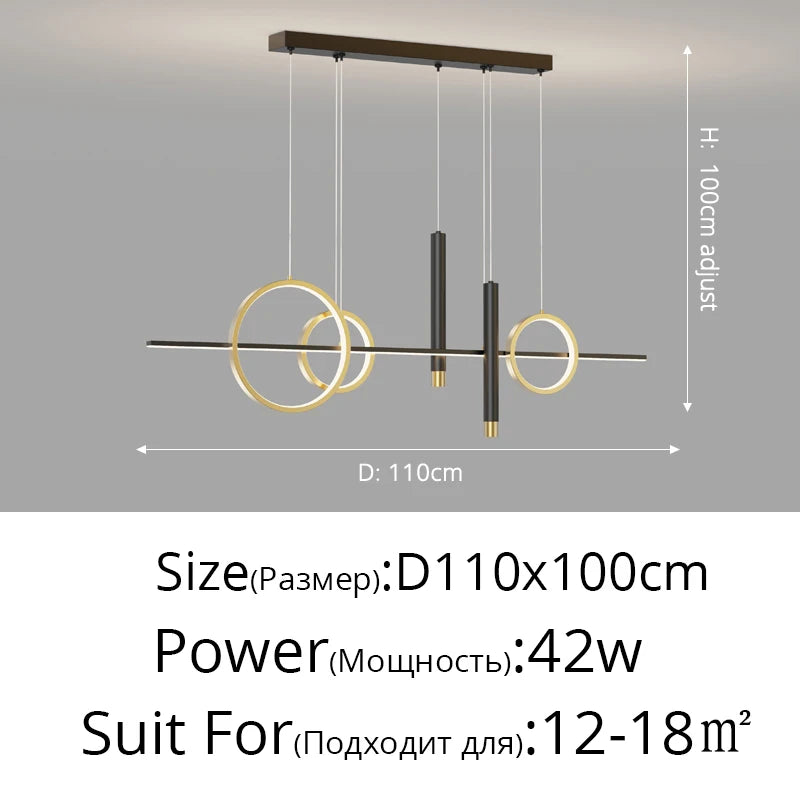 Suspension LED Design Contemporain Métal Dimmable Grand Espace