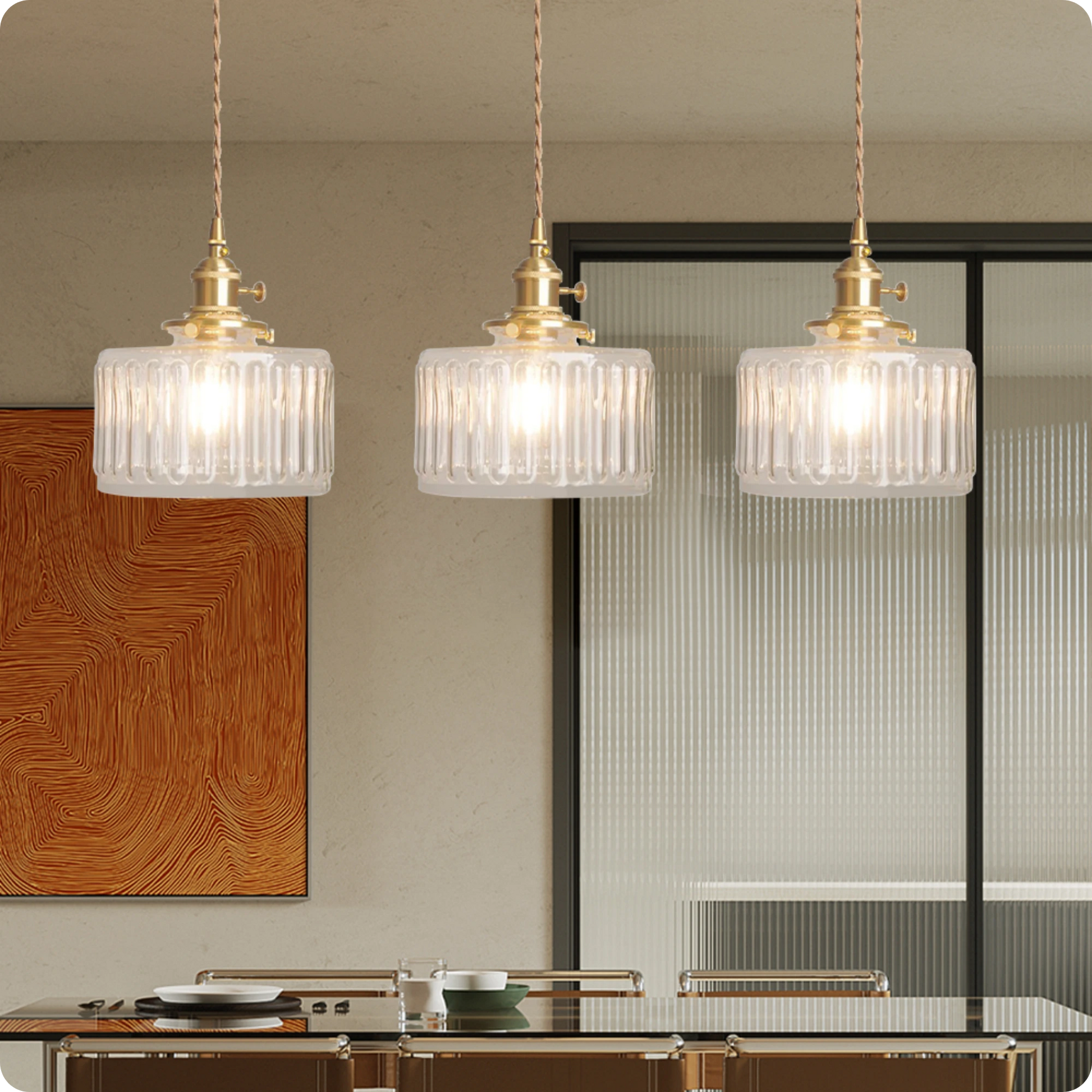 Plafonnier Verre Transparent Suspendu Moderne pour Intérieurs Tendance - PlafonnierDeco