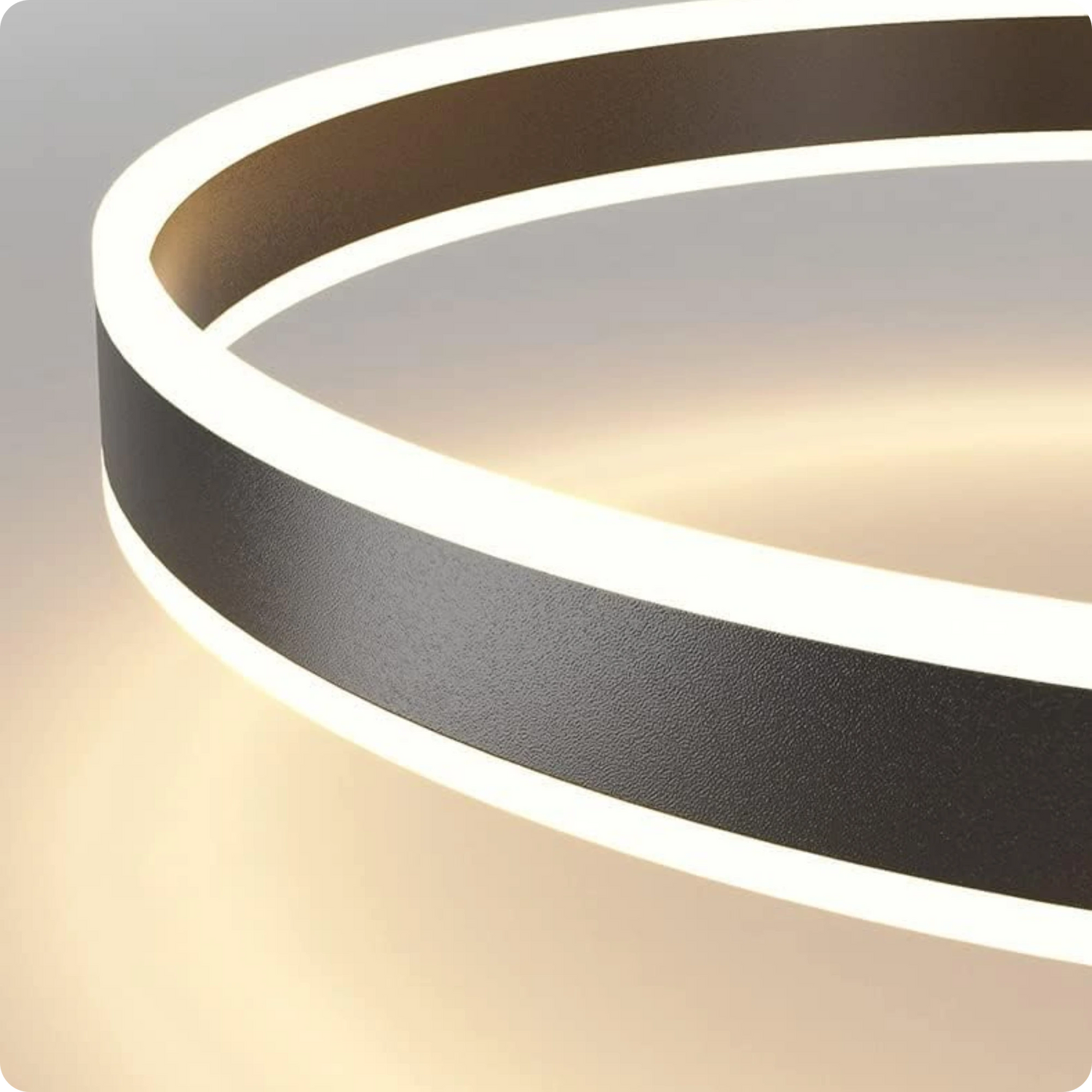 Plafonnier Design LED Anneau Noir Minimaliste à Intensité Réglable - PlafonnierDeco