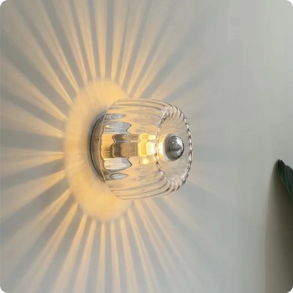 Plafonnier en verre Bauhaus avec effet de lumière or ou argent