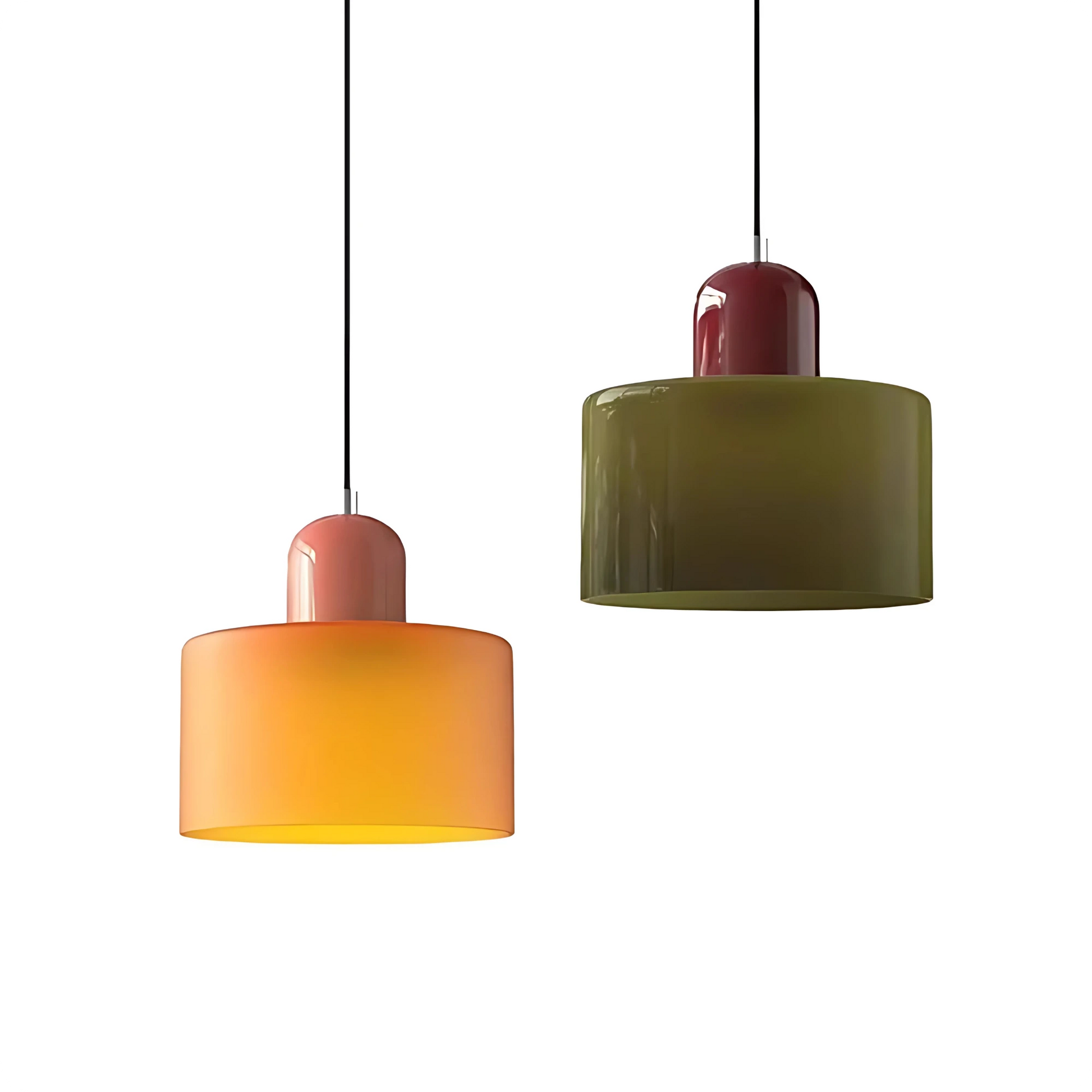 Plafonnier Design Verre Vert Fumé en Suspension Longue LED E27 - PlafonnierDeco