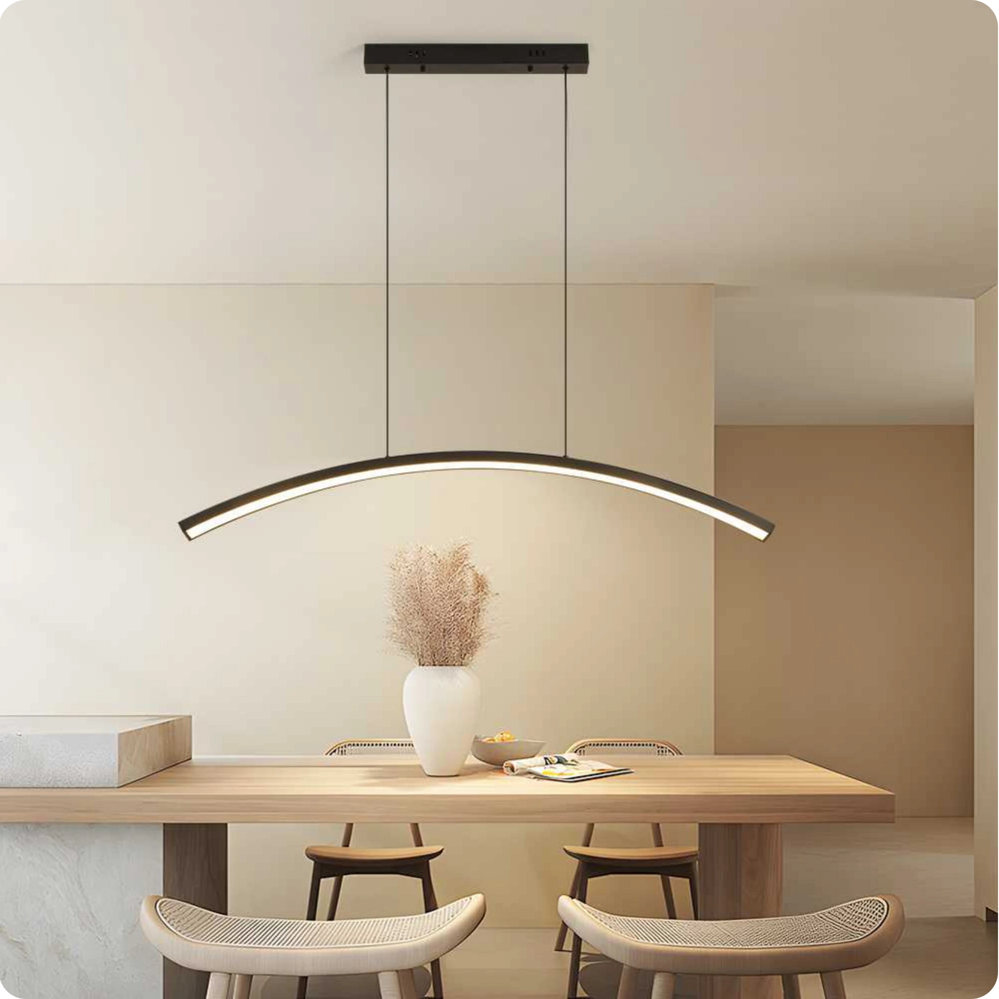 Plafonnier Moderne Arc Courbé en Fer Forgé LED - PlafonnierDeco