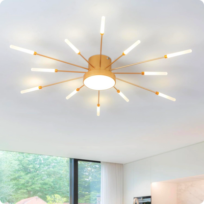 Plafonnier LED Or Spirale Artificielle Acrylique Dimmable avec 12 Lumières Neutres - PlafonnierDeco