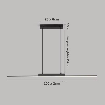 Plafonnier Allongé Noir Aluminium LED Intérieur Moderne 26W - PlafonnierDeco