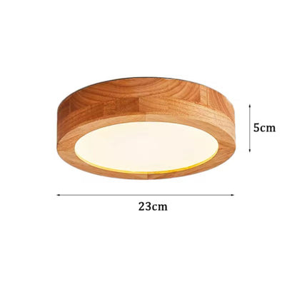 Plafonnier LED Bois Naturel - Design Rond Style Japonais - PlafonnierDeco