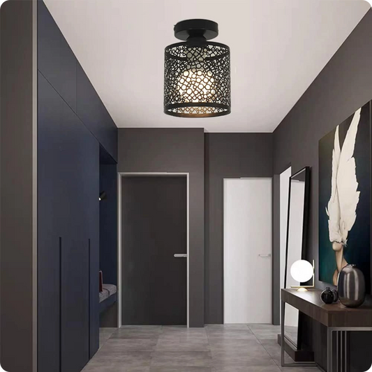 Plafonnier design en métal noir pour un style rétro et raffiné