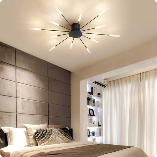 Plafonnier LED Noir Spirale Artificielle Acrylique Dimmable avec 12 Lumières Neutres - PlafonnierDeco