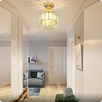 Plafonnier en verre et cristal poli avec éclat décoratif - PlafonnierDeco