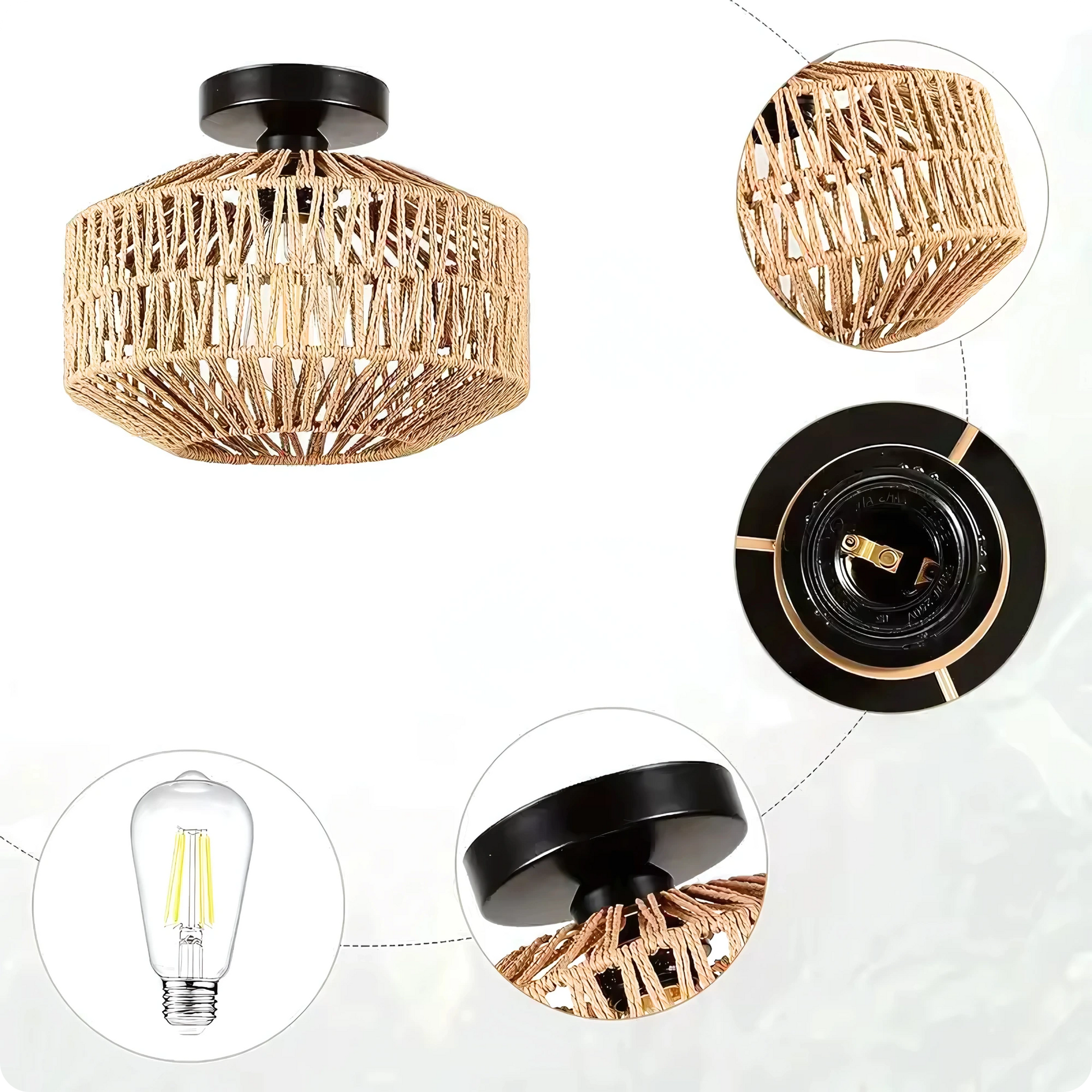 Plafonnier Design Café Acrylique Style Tressé | Éclairage LED - PlafonnierDeco