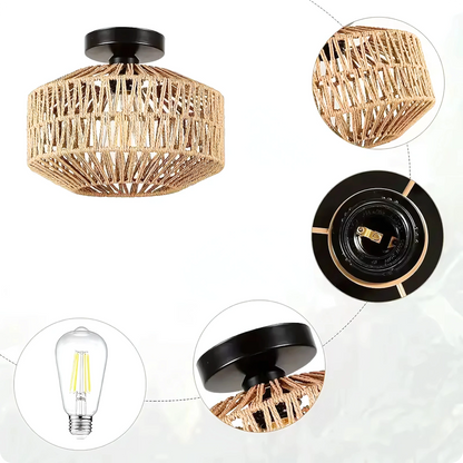 Plafonnier Design Café Acrylique Style Tressé | Éclairage LED - PlafonnierDeco