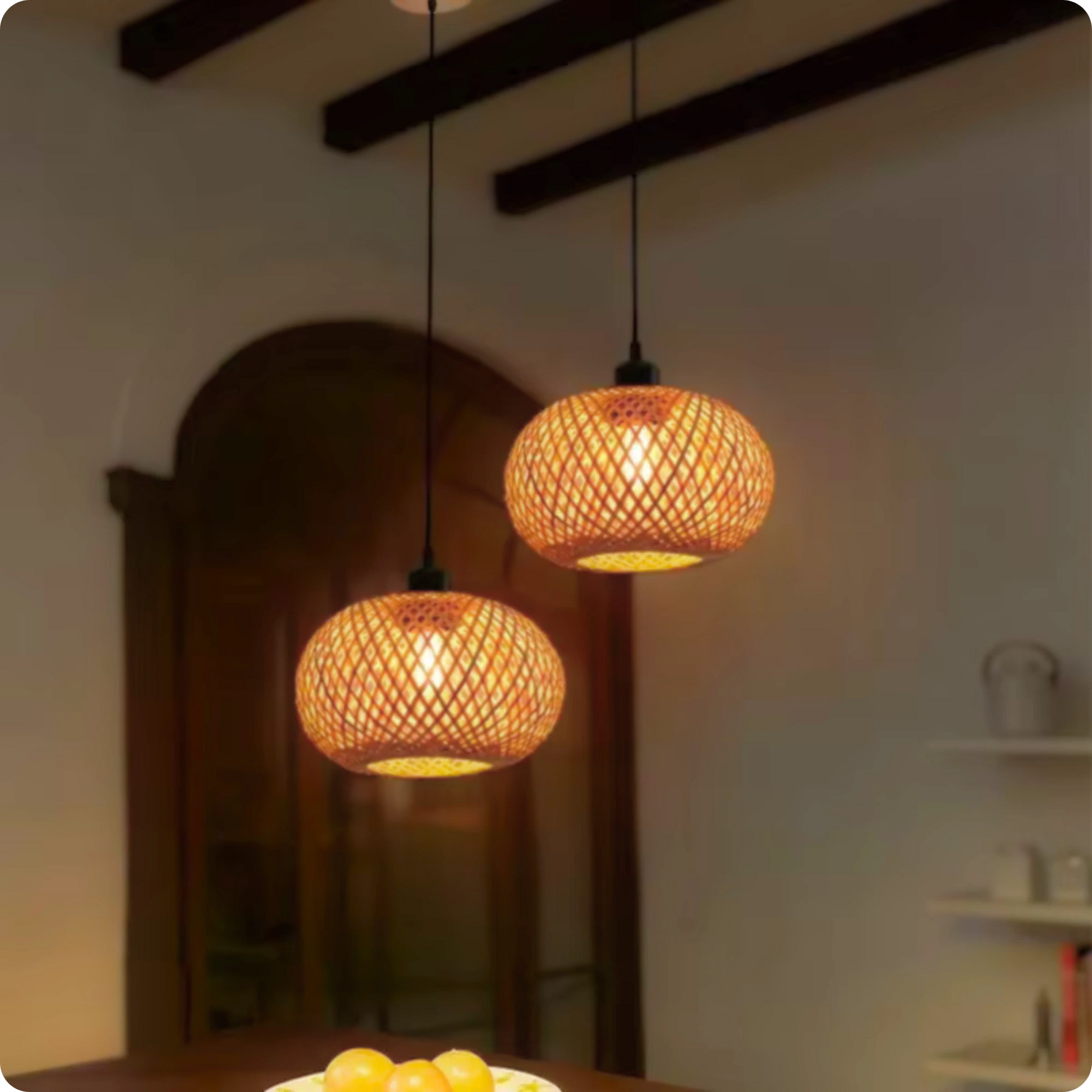 Plafonnier Suspendu Style Tressé Naturel en Forme Ronde - PlafonnierDeco