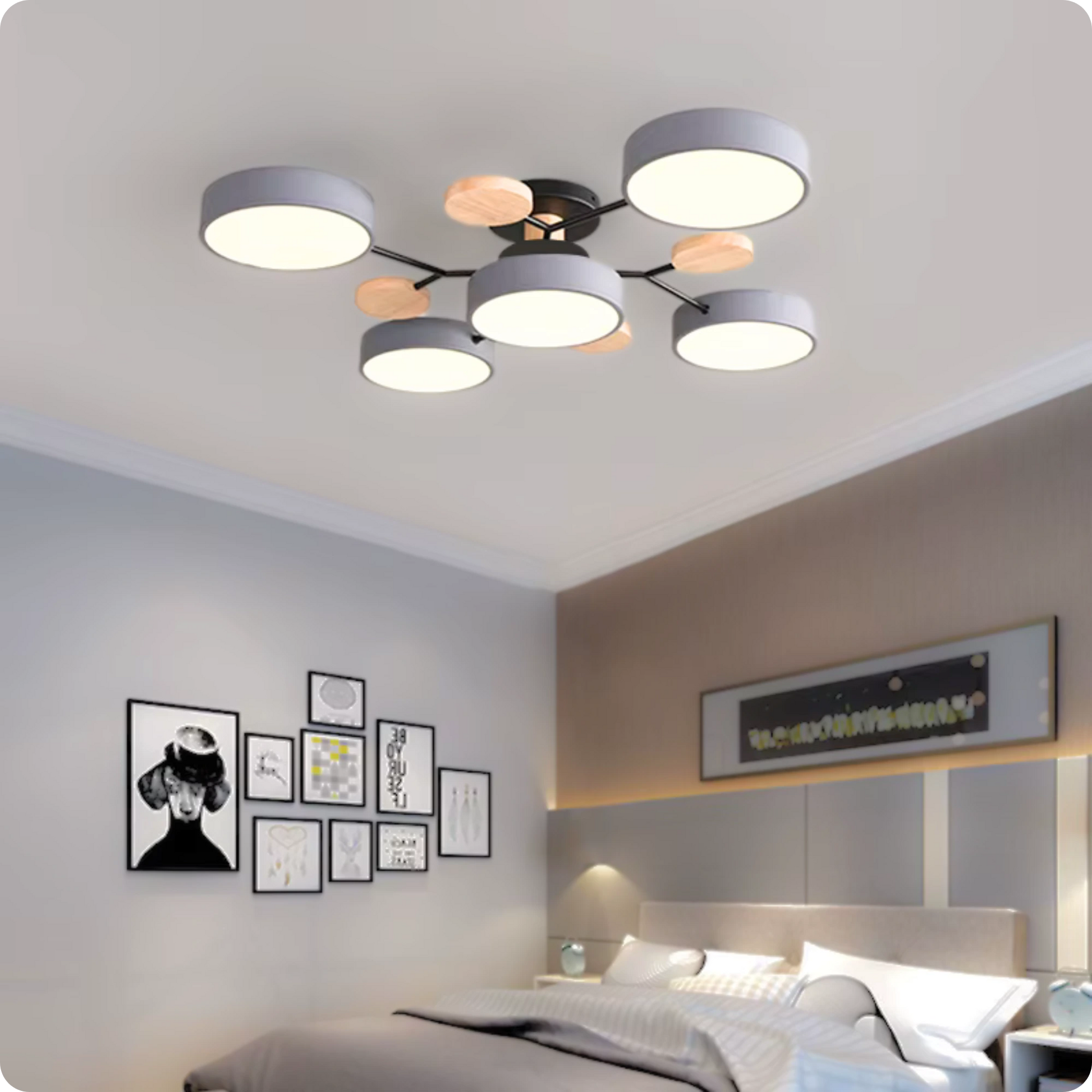 Plafonnier Moderne Design 5 Bras LED | Lumière à 3 Couleurs - PlafonnierDeco