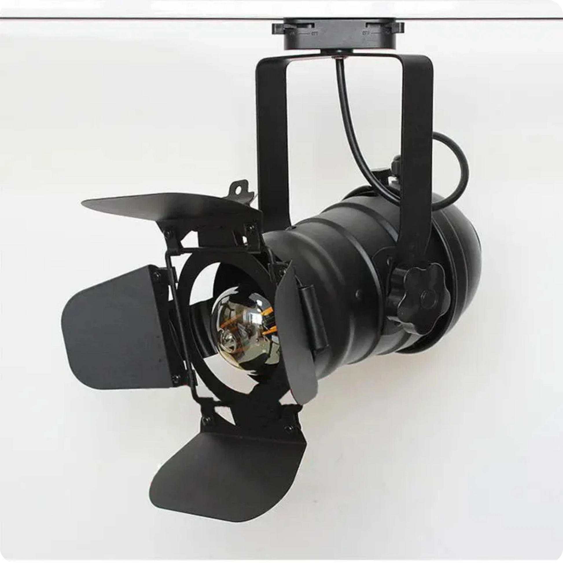 Plafonnier Spot Métal Noir Orientable E27 Style Industriel Rail Unique - PlafonnierDeco