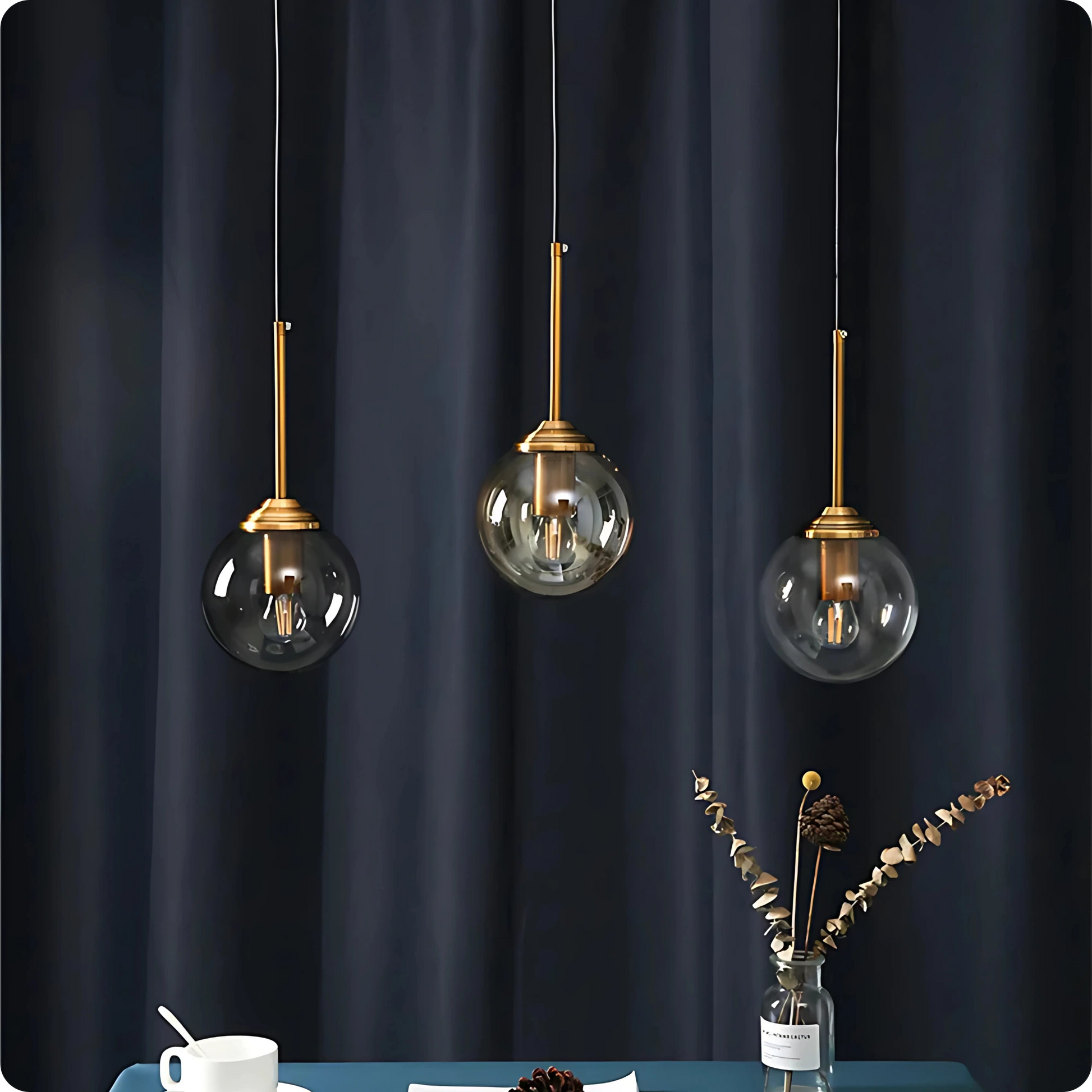 Plafonnier Boule Gris Fumé - Suspension Moderne Style Nordique - PlafonnierDeco