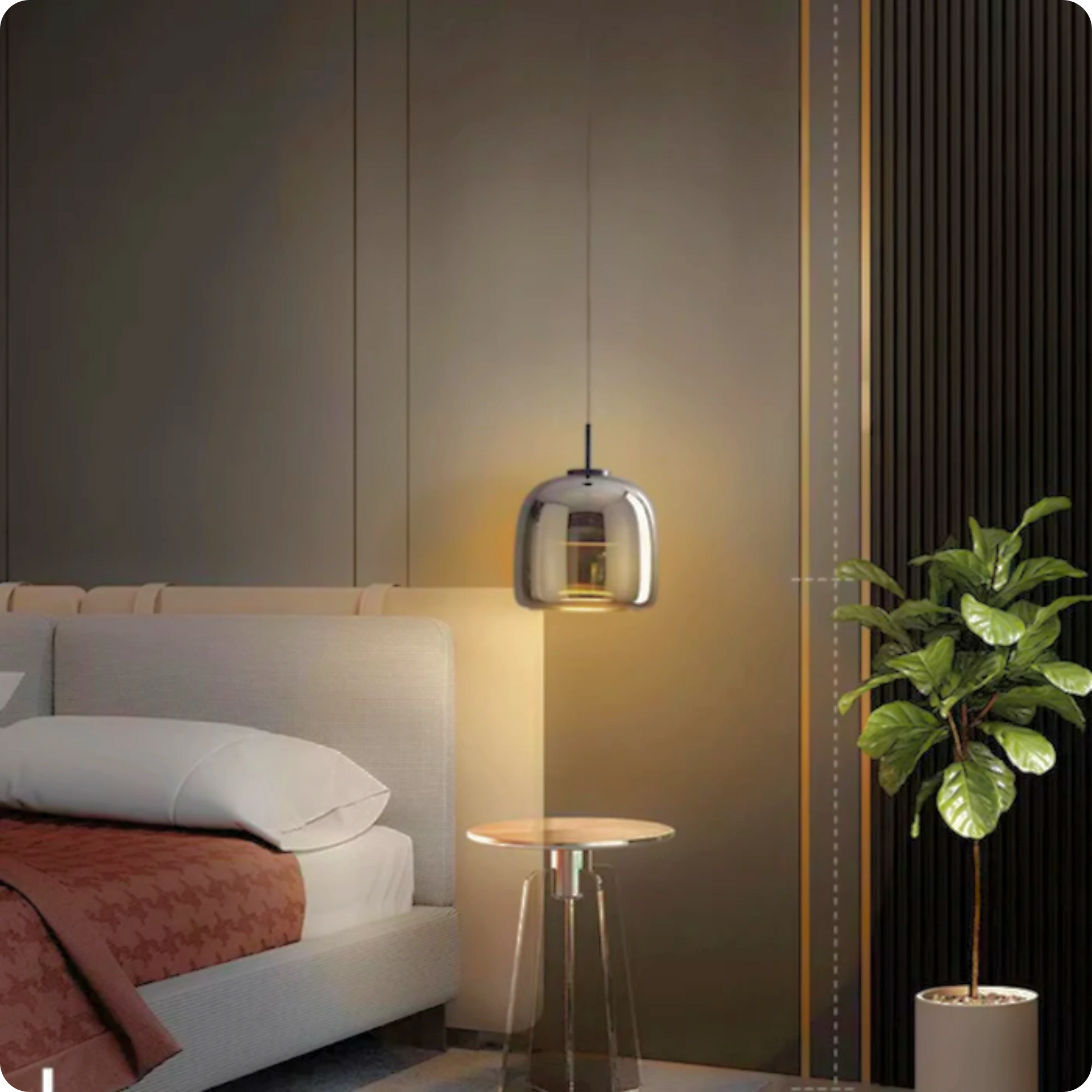 Plafonnier Suspension Design Verre Fumé LED à Intensité Réglable - PlafonnierDeco