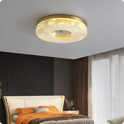 Plafonnier moderne en cuivre rond avec éclairage LED poli pour chambre - PlafonnierDeco