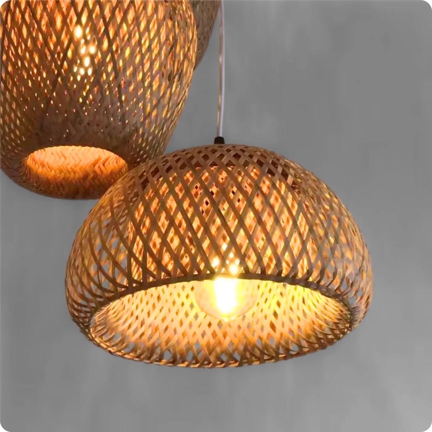 Plafonnier Bambou Tressé Main | Style Japonais Rétro - PlafonnierDeco