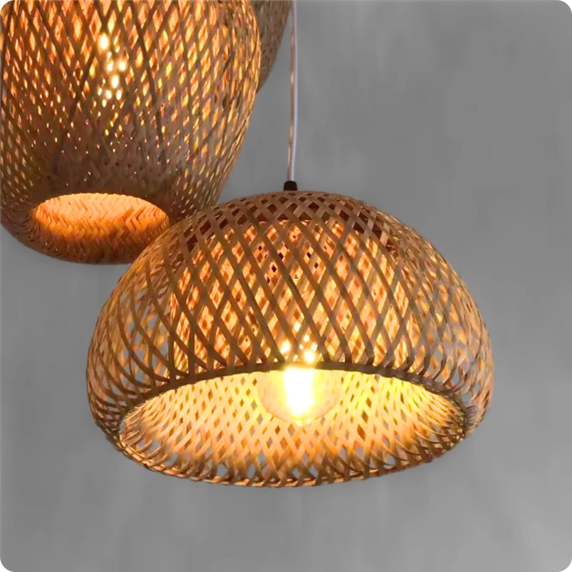 Plafonnier Bambou Tressé Main | Style Japonais Rétro - PlafonnierDeco