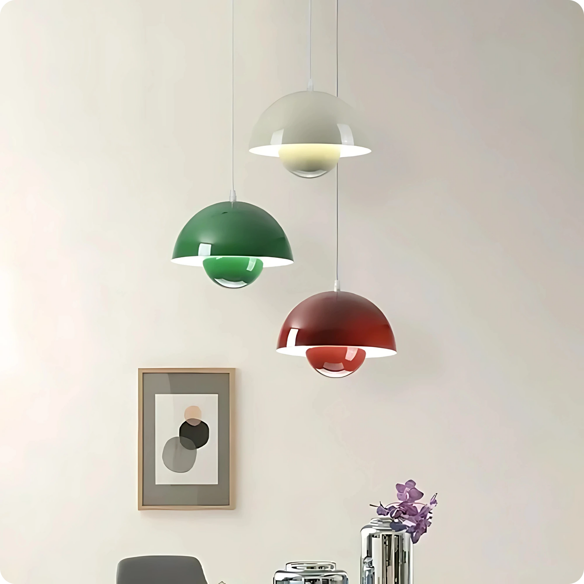 Plafonnier LED Suspendu Style Bourgeon en Métal Peint Multicolore - PlafonnierDeco