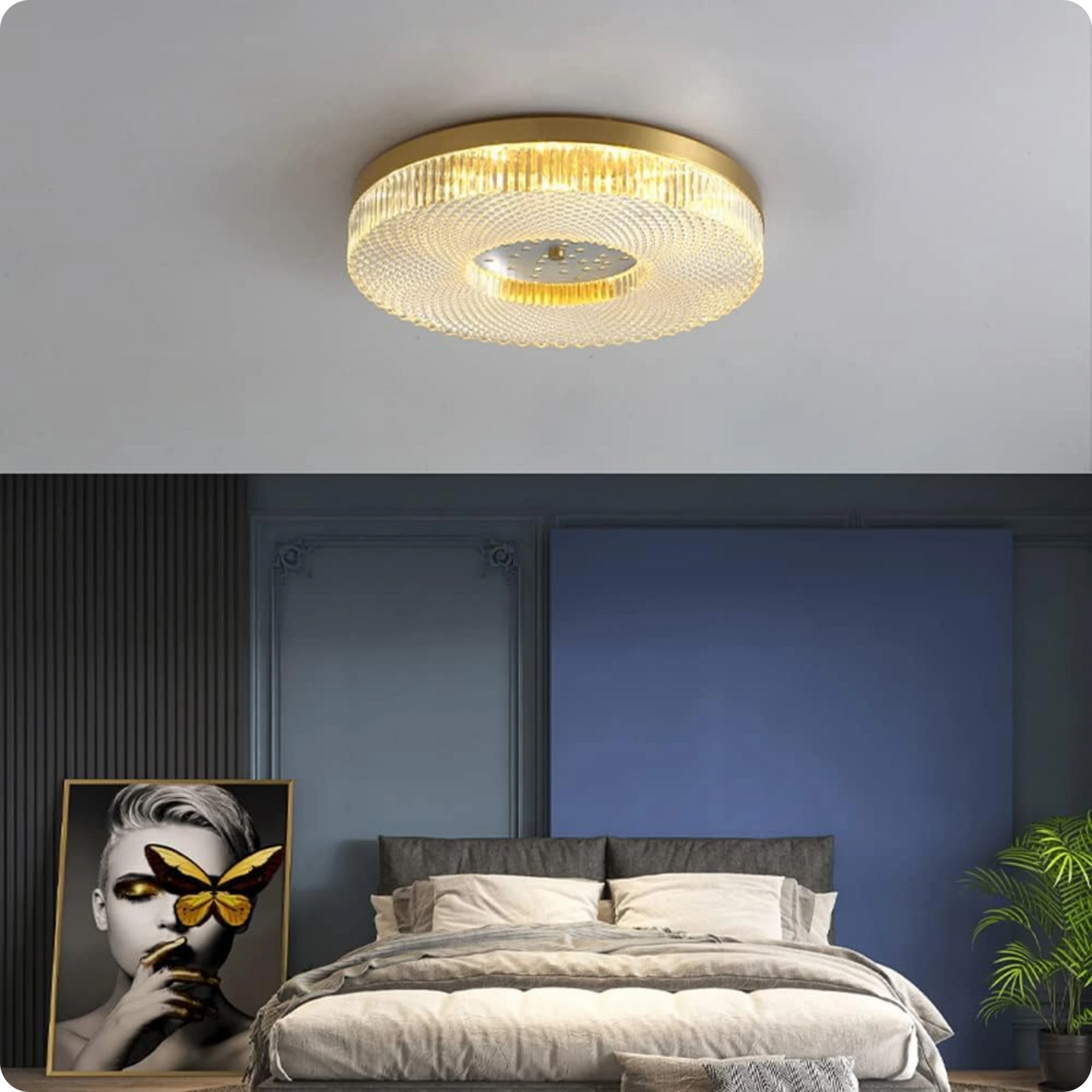 Plafonnier moderne en cuivre rond avec éclairage LED poli pour chambre - PlafonnierDeco
