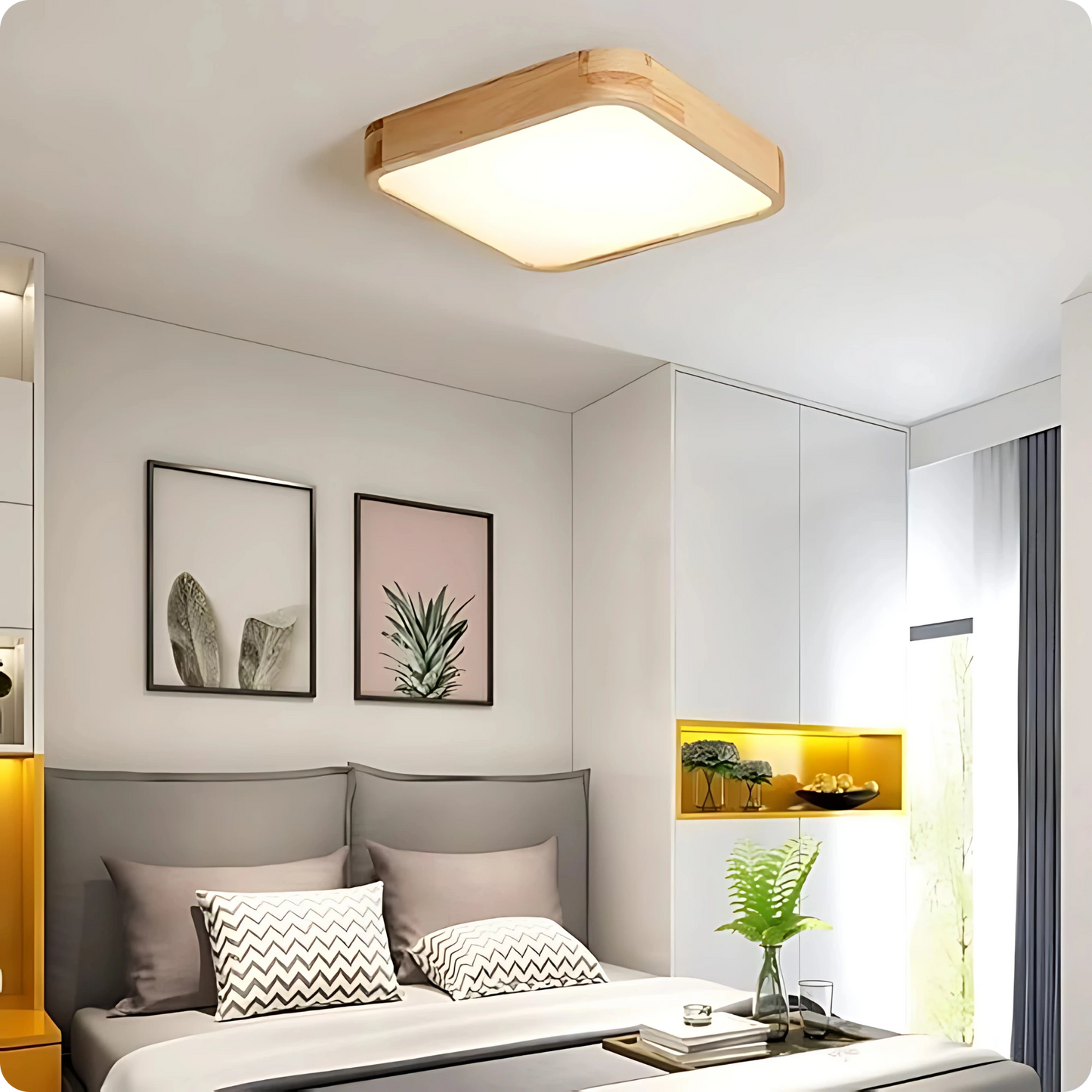 Plafonnier LED Smart Carré | Style Bois - PlafonnierDeco