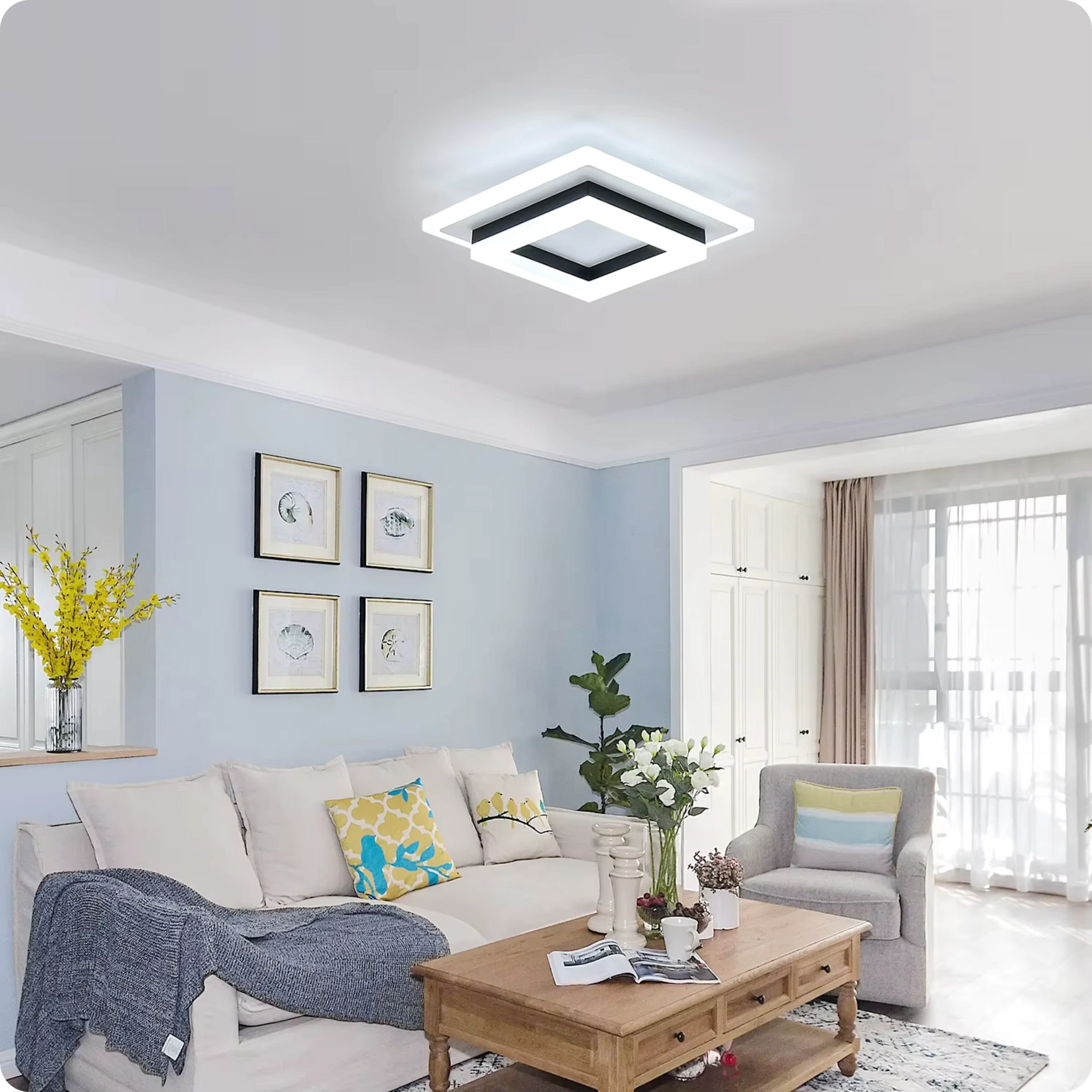 Plafonnier Moderne Carré LED en Acrylique Blanc Froid - PlafonnierDeco