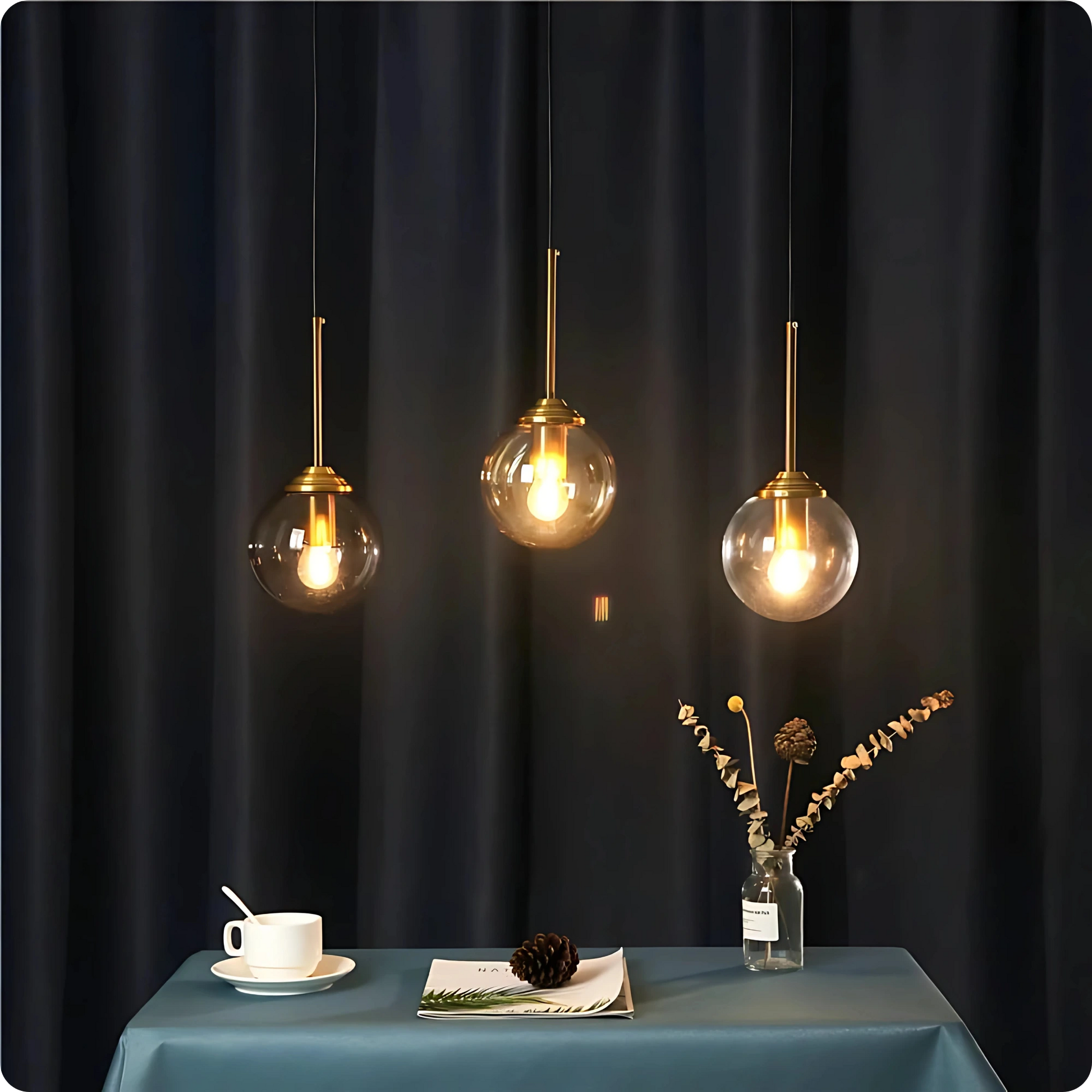 Plafonnier Boule Gris Fumé - Suspension Moderne Style Nordique - PlafonnierDeco