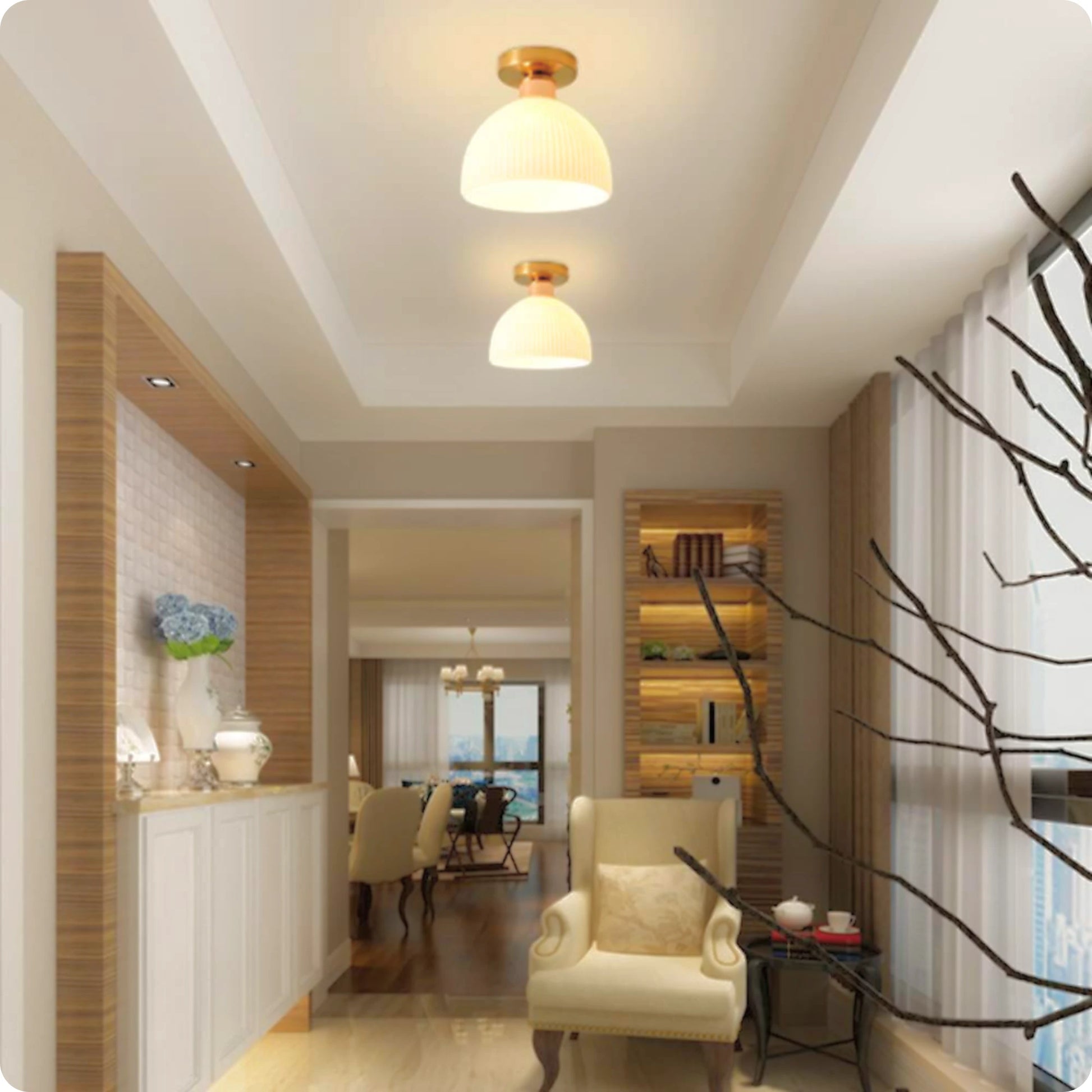 Plafonnier en verre blanc et finition lisse pour éclairage chaleureux - PlafonnierDeco