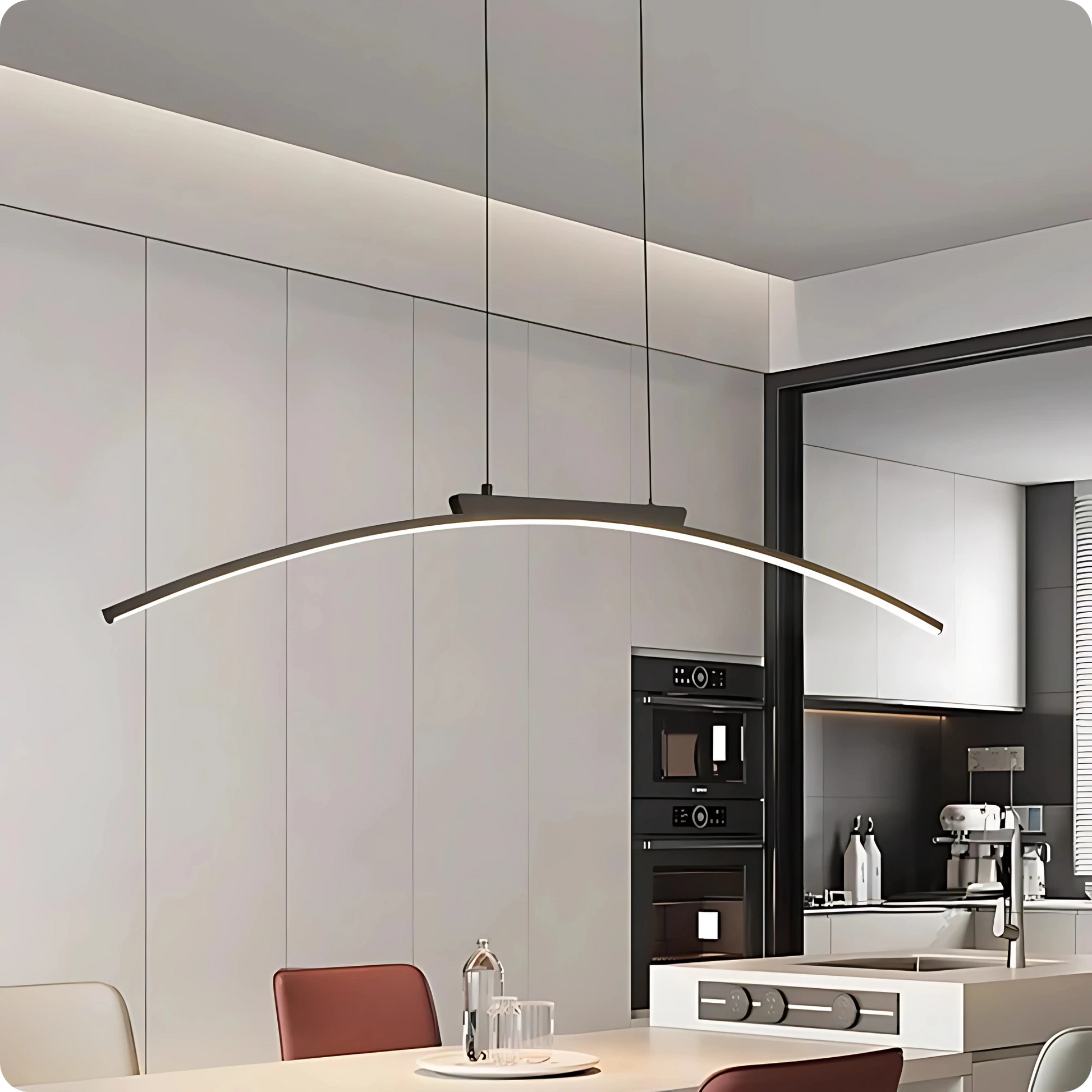 Plafonnier Moderne Arc Courbé en Fer Forgé LED - PlafonnierDeco
