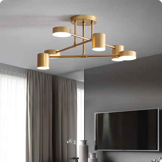 Plafonnier moderne en fer noir ou or avec éclairage LED réglable
