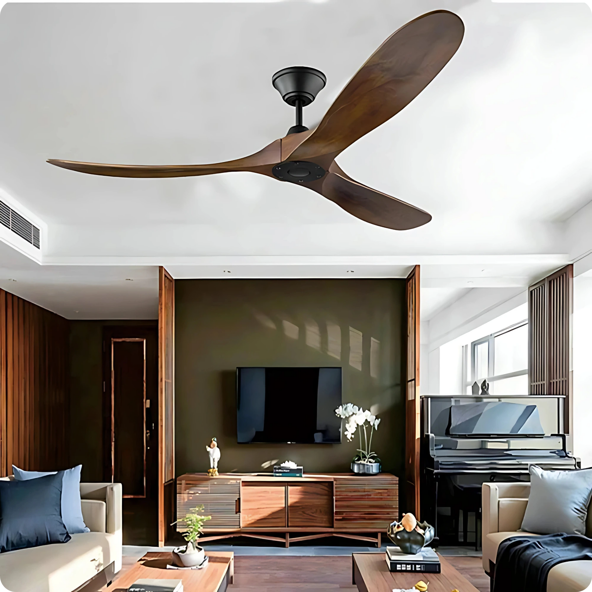 Plafonnier Ventilateur Design Grand Format Bois à Télécommande - PlafonnierDeco