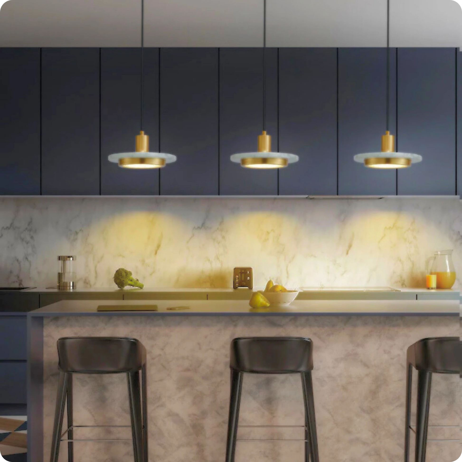Suspension Moderne en Marbre LED Lumière Chaude 12W - PlafonnierDeco