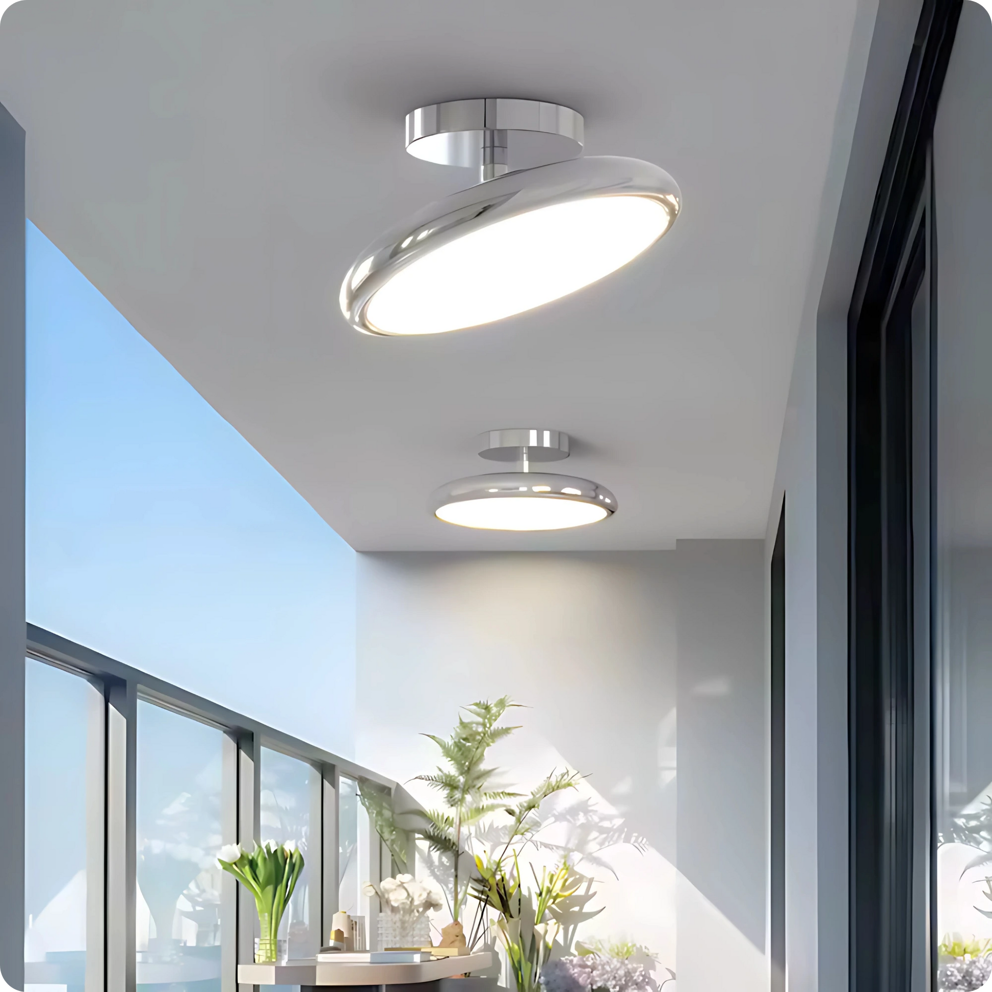 Plafonnier design rond en aluminium avec lumière réglable et douce - PlafonnierDeco