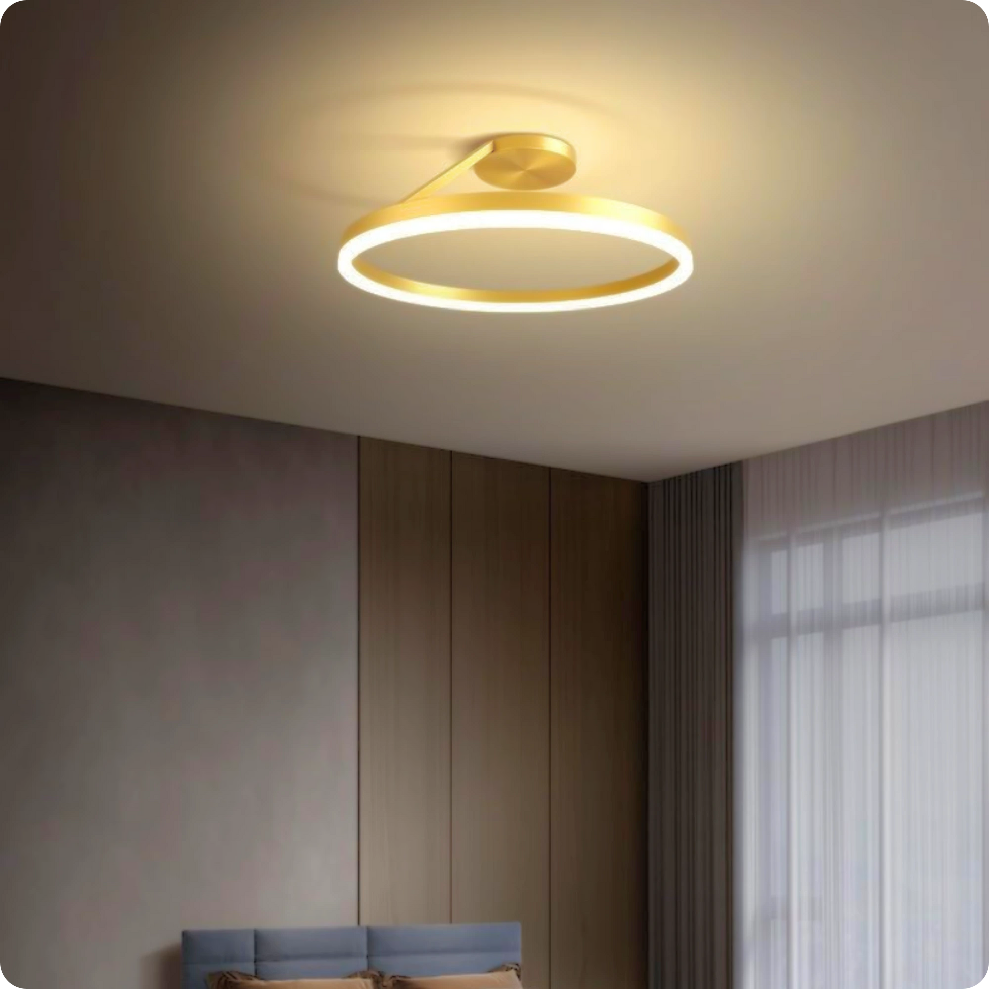 Plafonnier Design LED Anneau Or Minimaliste à Intensité Réglable - PlafonnierDeco