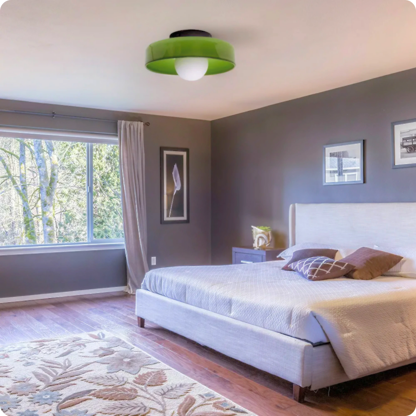 Plafonnier en verre laiteux vert moderne – Lumière LED élégante - PlafonnierDeco
