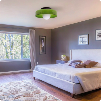 Plafonnier en verre laiteux vert moderne – Lumière LED élégante - PlafonnierDeco