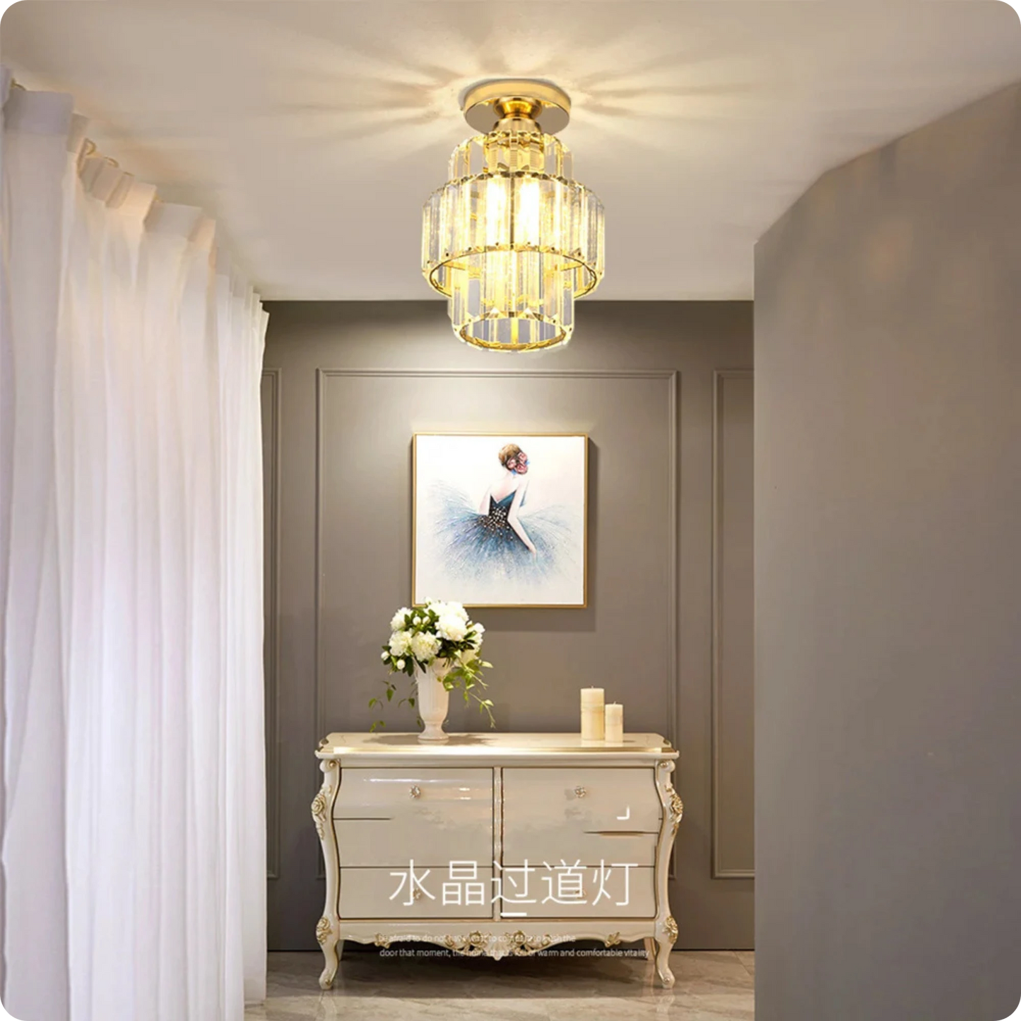 Plafonnier en verre et cristal poli avec éclat décoratif - PlafonnierDeco