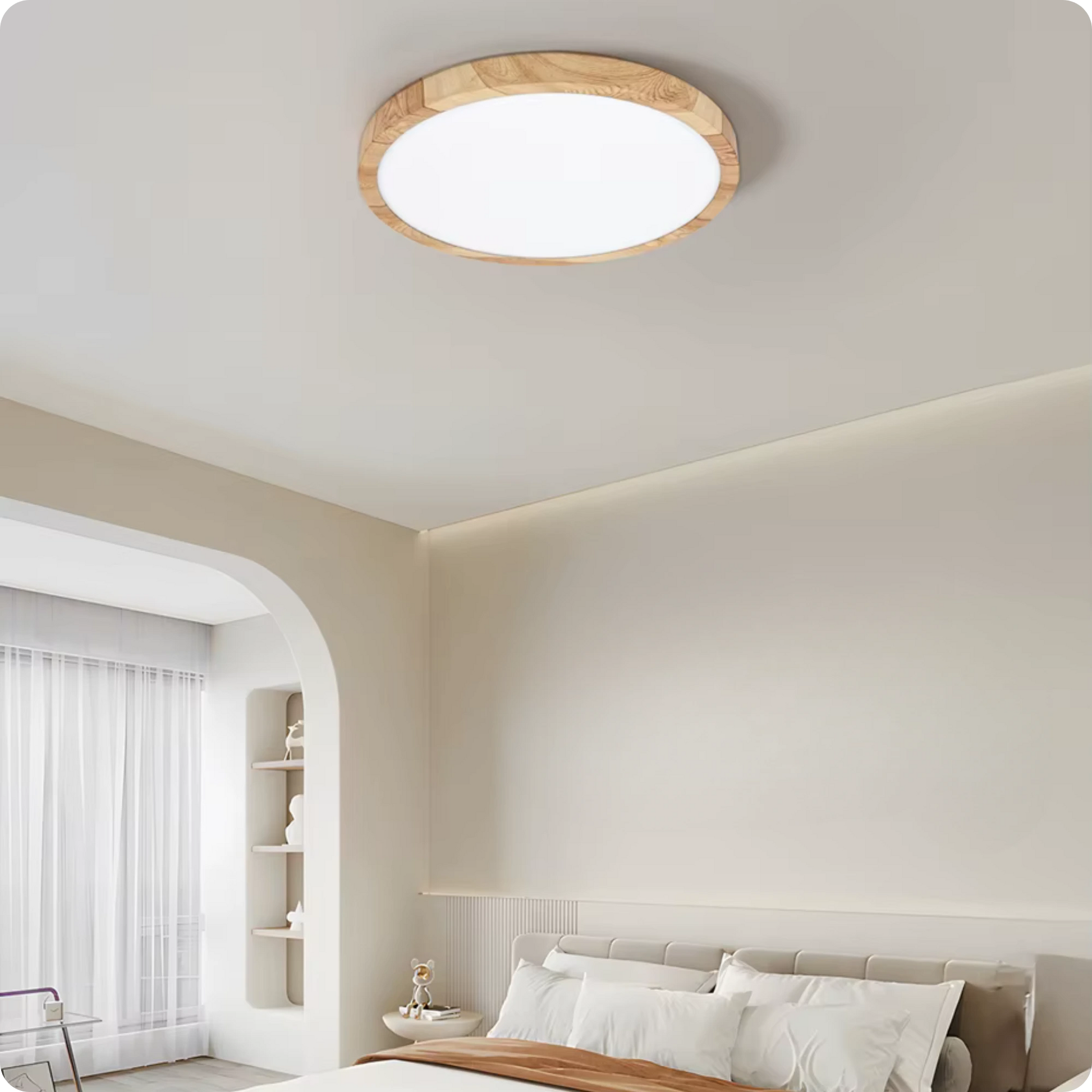 Plafonnier Rond Finition Bois LED | Températures de Couleur Ajustables - PlafonnierDeco